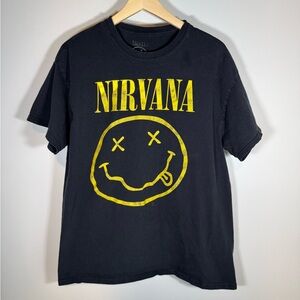 Nirvana Smiley Face Graphic Tee Size Large